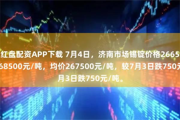 红盘配资APP下载 7月4日，济南市场锡锭价格266500-268500元/吨，均价267500元/吨，较7月3日跌750元/吨。