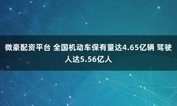 微豪配资平台 全国机动车保有量达4.65亿辆 驾驶人达5.56亿人