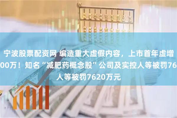 宁波股票配资网 编造重大虚假内容，上市首年虚增收入3000万！知名“减肥药概念股”公司及实控人等被罚7620万元