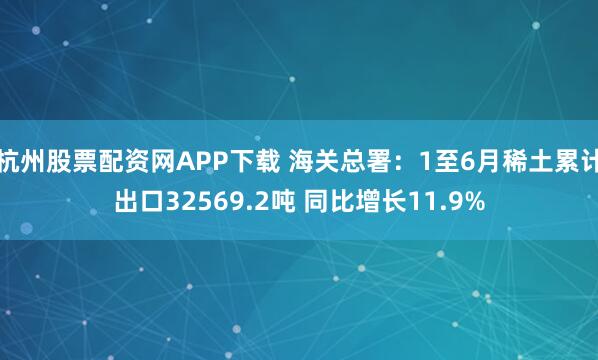 杭州股票配资网APP下载 海关总署：1至6月稀土累计出口32569.2吨 同比增长11.9%